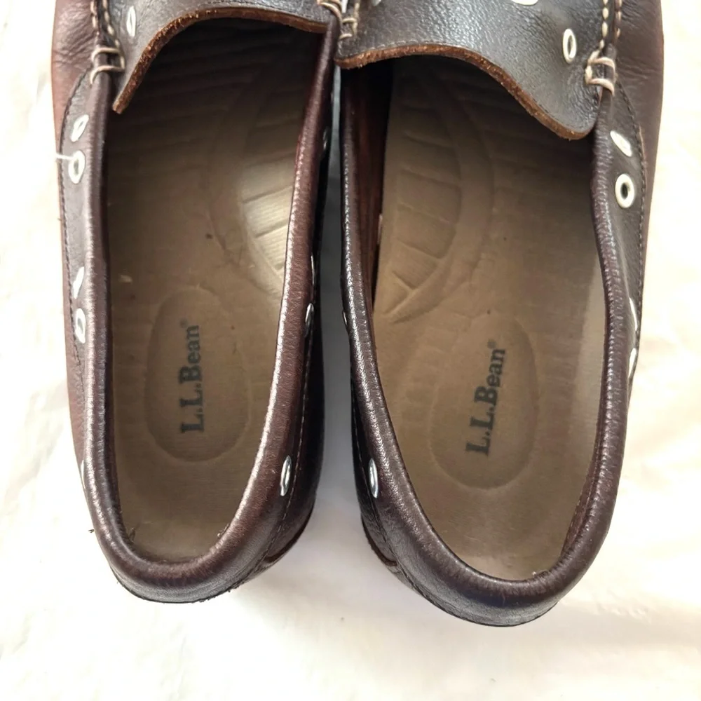 L.L. Bean Brown Boat Shoes Leather Camp Moc SZ 10 Worn 1X Indoors